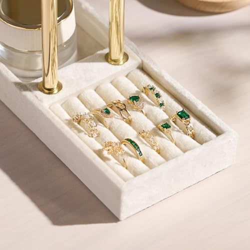 bussdis 2 Tier Bracelet Holder Display, Necklace Holder Organizer, Beige - color: Beige