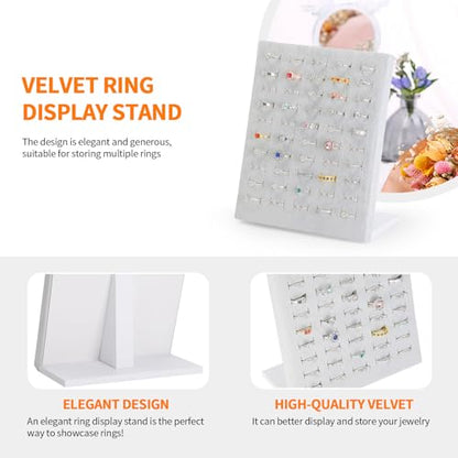 KUKUVR Velvet L-Shaped 50 Slots Ring Earring Holder Display Stand (Grey) - color: Grey