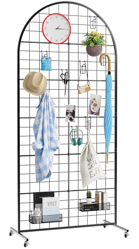 Aseem Metal Grid Wall Panels Display Stand Black Movable 2.6x5.8FT, 1PCS - color: Black, size: 5.8 FT
