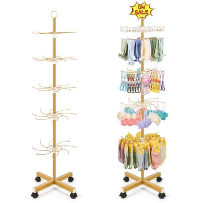 Flenpptly Retail Display Stand, 5-Tier Rotating Display Rack, Gold - color: Gold