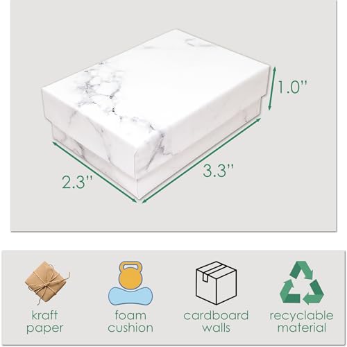 TheDisplayGuys 24-pack Cardboard Gift Boxes w. Velvet Jewelry Insert & Lids - color: Marble White