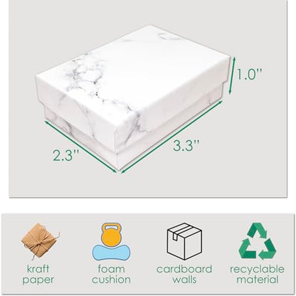 TheDisplayGuys 24-pack Cardboard Gift Boxes w. Velvet Jewelry Insert & Lids - color: Marble White