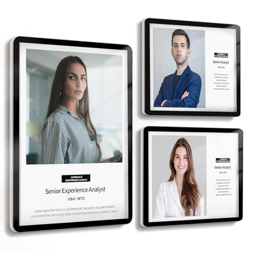 8.5X11 Floating Wall Sign Holder, Self-Adhesive Horizontal and Vertical - color: Black