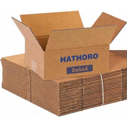8x6x4 Inches (25-Pack) Small Flat Shipping Boxes | Corrugated Cardboard Single-Wall Kraft Boxes for Moving, Packing and Storage of Smaller & Flat Items - size: 8x6x4