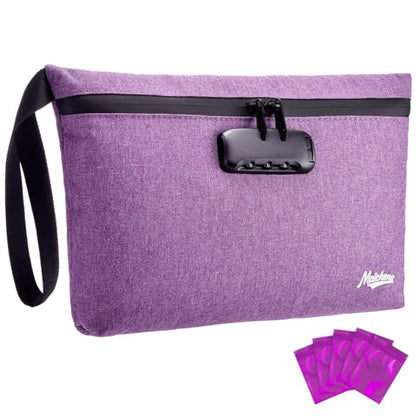 Smell Proof Bag with Combination Lock Large Storage Container Medicine Lock Bag Money Organizer Travel Storage Pouch - color: Purple