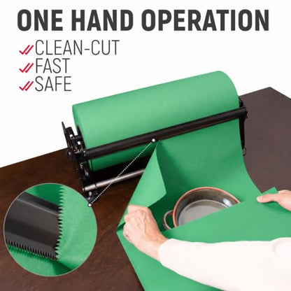 18" Paper Dispenser with Cutter + Green Kraft Paper Roll - color: Green, size: 1 Roll + Dispenser