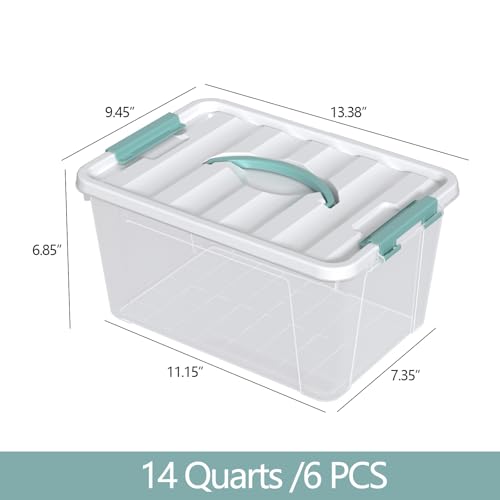 Zopnny 14-Qt Storage Bin with Lid, Stackable Latch Box with Handle, 6-Pack - size: 14 Quart