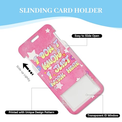 Hancynir Quote Lanyards for Id Badges, Badge Holder Retractable Reel Clip - color: I Dont Know Pink
