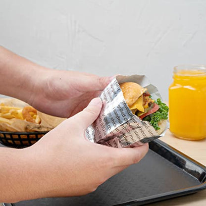 Restaurantware Paper Printed Burger Foil Bag, 5.9 x 1.2 x 6.5 In, 100 Pack - size: 6"