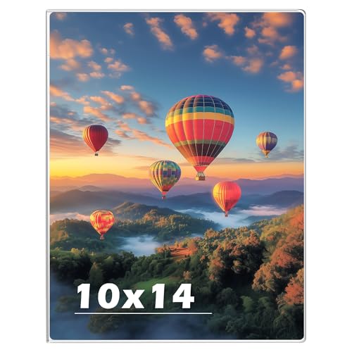 10 x 14 Acrylic Picture Frame, Horizontal/Vertical Clear Photo Frame for Wall with Tape, No Drilling Floating Hanging Frameless Picture Frame, Wall Mount Sign Holder for Home, School, Office - size: 1 Pack 10 x 14 Inches