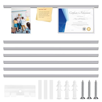 Zonon 6 Pack Display Rail 4 Feet Satin Aluminum Poster Craft Holder - size: 4 Feet
