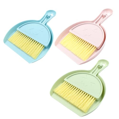 Hitefu Small Broom and Dustpan Set, Mini, 3 Colors - color: 3 Colors (Blue+green+pink)