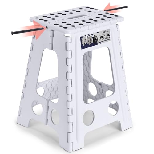Delxo 17.5 Inch Folding Step Stool,Foldable Step Stool for Adults White - color: White, size: 17.5 Inch
