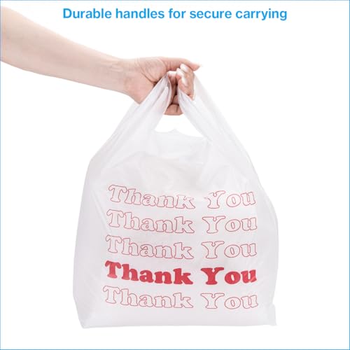 SSWBasics White Thank You Bags Case of 100-11 ½” x 6" x 21" - Thickness .48mil HDPE- Standard Supermarket Size, Perfect for Grocery, Retail, Convenience Stores, Take-Out and Home Use - size: 100 Count (11.5" x 6" x 21")