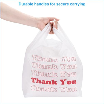 SSWBasics White Thank You Bags Case of 100-11 ½” x 6" x 21" - Thickness .48mil HDPE- Standard Supermarket Size, Perfect for Grocery, Retail, Convenience Stores, Take-Out and Home Use - size: 100 Count (11.5" x 6" x 21")