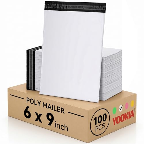 Poly Mailers 6x9 Inch White 100 Pack, Mini Self Adhesive Shipping Envelopes for Small Business, Strong Adhesive Waterproof and Tear-Proof Postal Bags - color: White, size: 6"x9"(100pcs)