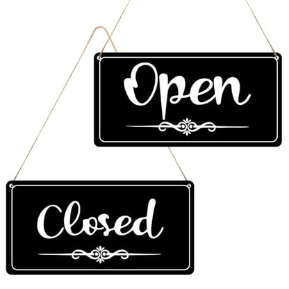 Open and Closed Signs for Business Open Closed Signs Wooden Sign with Rope 7.9x3.9 Inch Double Sided Open-Closed Sign Water Prooffor Stores Restaurants Bars Shops Door Window