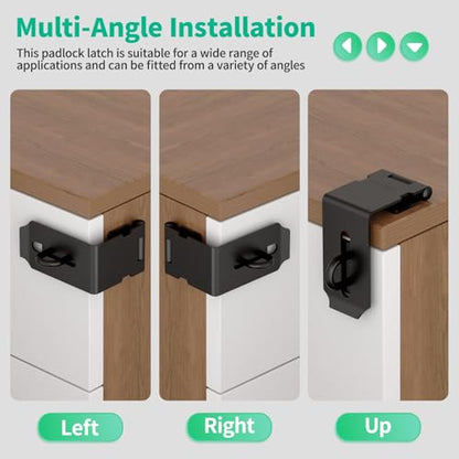 90 Degree Hasp Latch, File Cabinet Lock Kit, Black - 1pc - color: Black-1pc