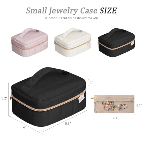 KarSyon Travel Jewelry Case Organizer Boxes with 10 Velvet Zipper Pouches - color: Black, size: Large