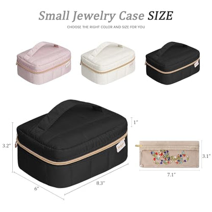 KarSyon Travel Jewelry Case Organizer Boxes with 10 Velvet Zipper Pouches - color: Black, size: Large