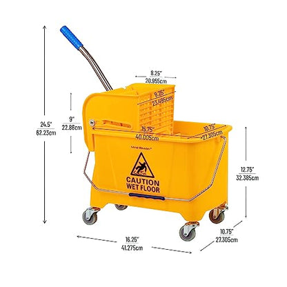 Mind Reader 5.5-Gallon Mop Bucket with Wringer for Small Mops, Yellow - size: Mop Bucket Only