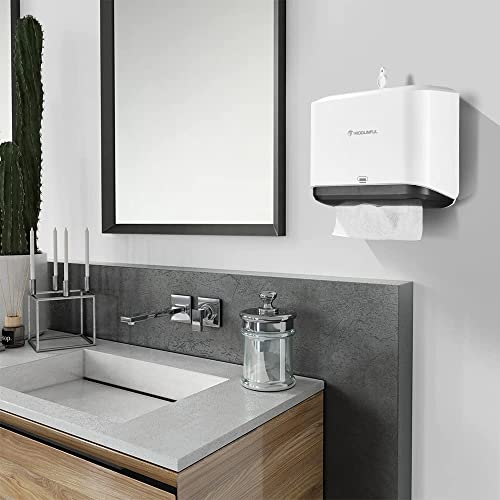 modunful Paper Towel Dispenser Wall Mount No Drill Adhesive, Keylock White - color: D-23 White