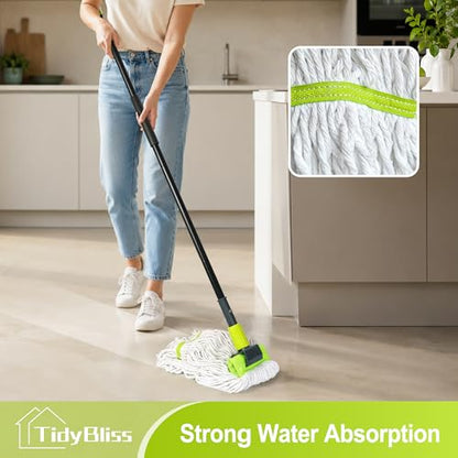 TidyBliss Commercial Mop Heavy Duty with 57.5” Long Handle (Green) - color: Green