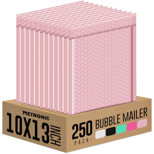 Metronic Bubble Mailers 10x13" Padded Envelopes Light Pink 250 Pack - color: Light Pink, size: 10x13" 250PC