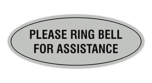Signs ByLITA Oval Please Ring Bell for Assistance Sign (Lt Gray) - Small - color: Lt Gray, size: 2 x 5" - Small (1 Pack)