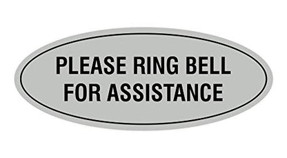 Signs ByLITA Oval Please Ring Bell for Assistance Sign (Lt Gray) - Small - color: Lt Gray, size: 2 x 5" - Small (1 Pack)