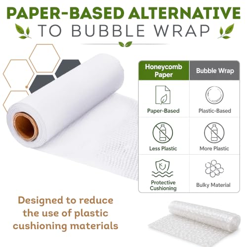 APQ Supply Honeycomb Packing Paper White, 15 Inch x 100 Feet, Clean Retail Packaging for Boutiques, E-Commerce Sellers, and Shipping Departments - style: White / Pack of 1
