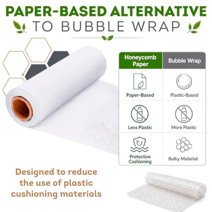APQ Supply Honeycomb Packing Paper White, 15 Inch x 100 Feet, Clean Retail Packaging for Boutiques, E-Commerce Sellers, and Shipping Departments - style: White / Pack of 1