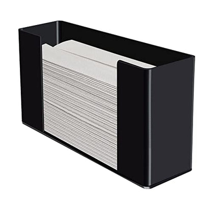 Kantek Counter or Wall Mounted Acrylic Paper Towel Dispenser Holder, Fits C-Fold and Multi-Fold Towels, for Use in Food Service, Healthcare, Bathroom, Kitchen, 11.5" x 4.2" x 6.75", Black - color: Black