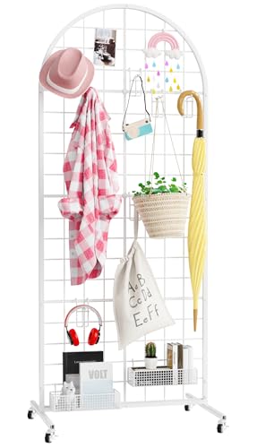 Aseem Metal Grid Wall Panels Display Stand White Movable 2x5.2FT, 1PCS - color: White, size: 5.2 FT