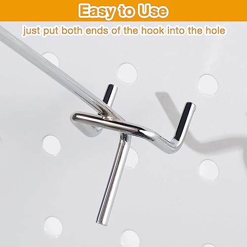 Funrous 100 Pack 6 Inch Stainless Steel Hooks for Pegboard, Silver - size: 6 Inch