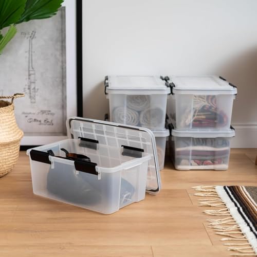 IRIS USA 6-Pack 19 Qt Storage Bins with Gasket Lids, Clear/Black - size: 19 Qt, style: 6 Pack