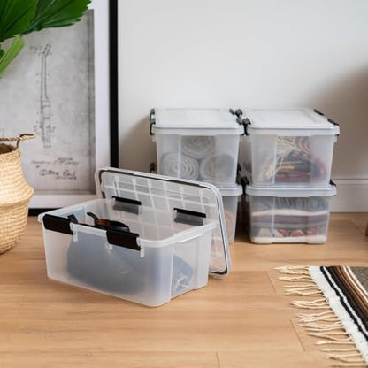 IRIS USA 6-Pack 19 Qt Storage Bins with Gasket Lids, Clear/Black - size: 19 Qt, style: 6 Pack