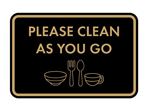 Classic Framed Please Clean As You Go Sign (Black Gold) - Medium - color: Black Gold, size: Medium (5" x 7")
