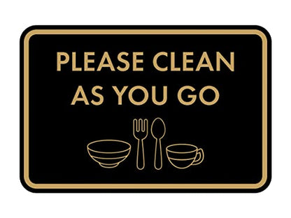 Classic Framed Please Clean As You Go Sign (Black Gold) - Medium - color: Black Gold, size: Medium (5" x 7")