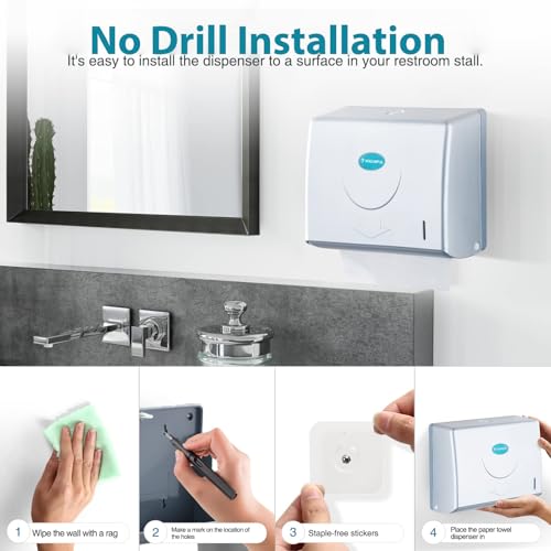 Modunful Compact Folded Paper Towel Dispenser Wall Mount Keyless for Home - color: D-212 White