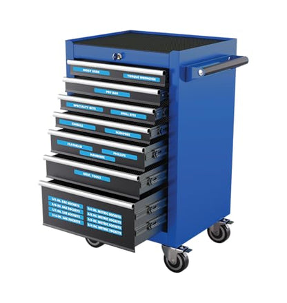 Toolbox Organizational Magnetic Rounded Labels Ultimate Set by DCM Solutions (Cyan, 0.5" H x 4.5" W) - color: Cyan, size: 0.5"H x 4.5"W