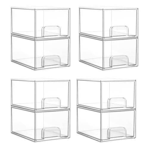Vtopmart 8 Pack Small Clear Stackable Storage Drawers for Desk, Countertop - style: Small-8pack-Clear