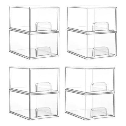 Vtopmart 8 Pack Small Clear Stackable Storage Drawers for Desk, Countertop - style: Small-8pack-Clear