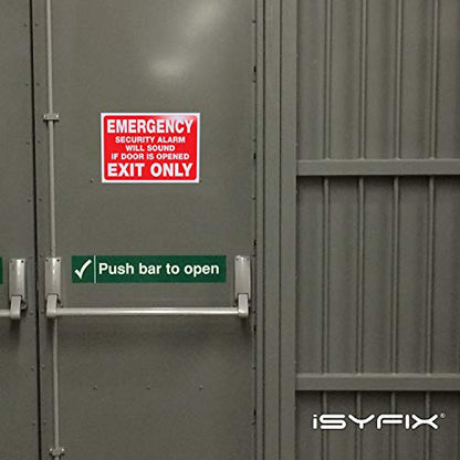 iSYFIX Emergency Exit Only Stickers, 10x7 Inch, 2 Pack, RED - color: Red