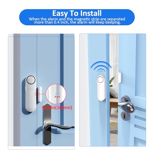 Window & Door Alarm When Opened 2-Pack for Kids Safety/Home Security, White - color: White