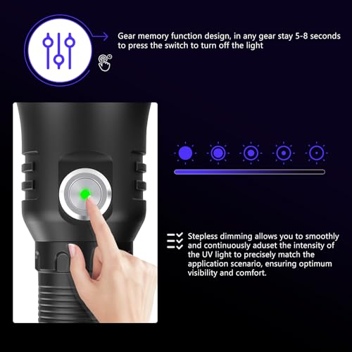 365nm UV Black Mirror Flashlight Rechargeable Detector for Blood Tracking