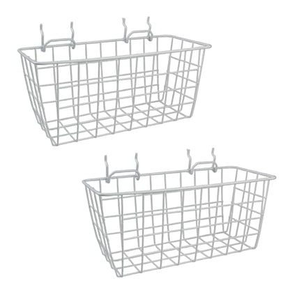 Pegboard Baskets 2 Pack Peg Board Metal Shelves Organizers (Medium, White) - size: Medium, style: 2M White Pegboard Baskets