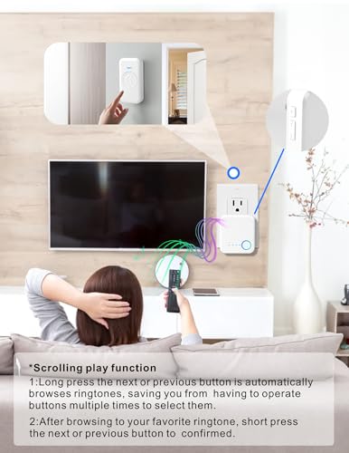 Wireless Doorbell 1000ft Range, Loud Waterproof Door Bell with 60 Melodies - color: White-1 Button +2 Receivers