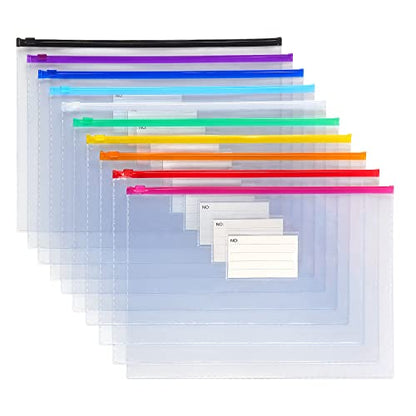 Tamaki 10 Pack Plastic Envelope, Files Zipper Folders, 13 x 9.25 Inch - size: A4