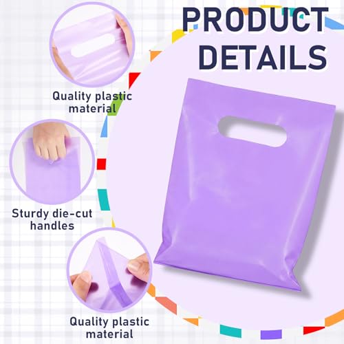 Maitys Purple 300 Pcs Small Plastic Bags with Handles 5x7 for Business - color: Purple